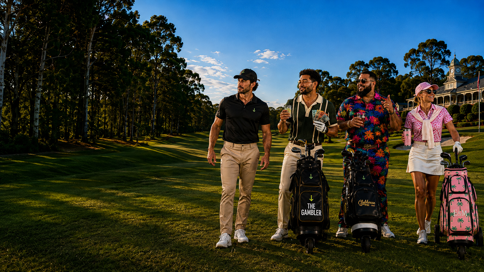 Different types of Go Low golfers together on the golf course