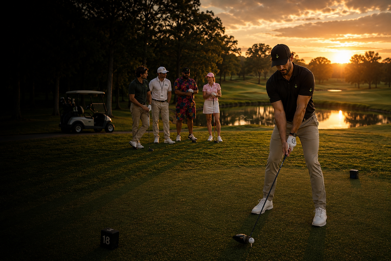 Different types of Go Low golfers together on the golf course